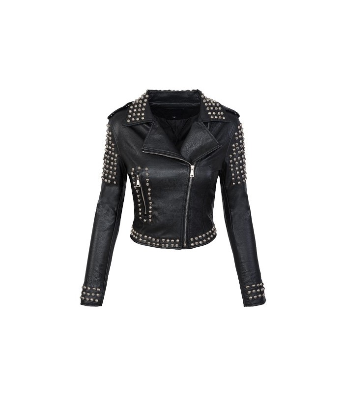 Damen bikerjacke kunstlederjacke schwarz lederimitat übergangsjacke kunstleder