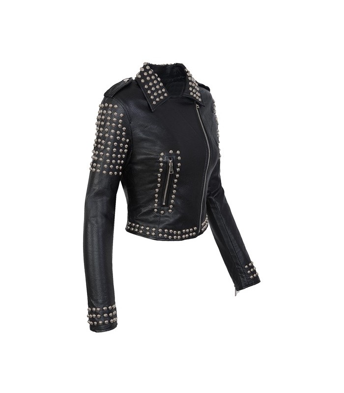 Damen bikerjacke kunstlederjacke schwarz lederimitat übergangsjacke kunstleder