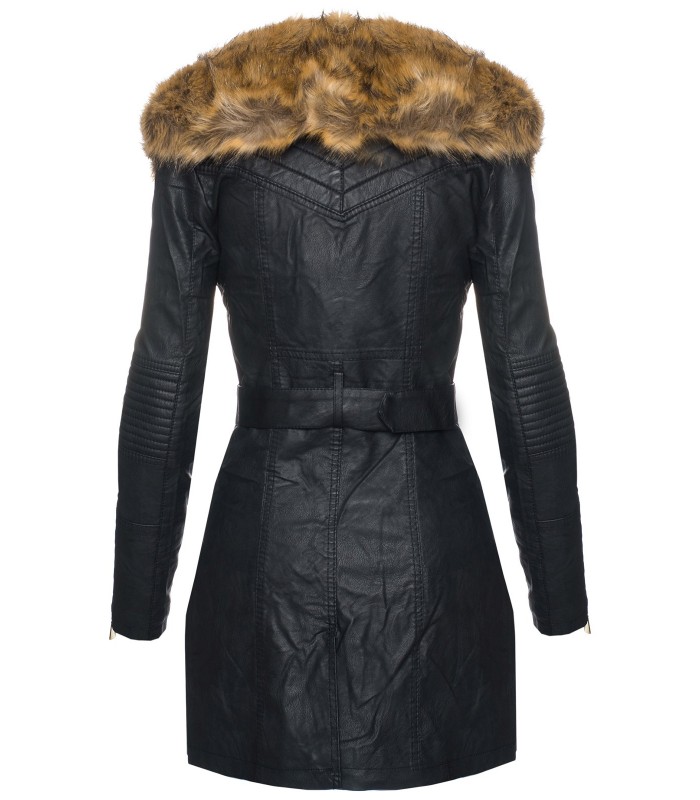 Damen kunstleder jacke übergangsjacke damen mantel fellkragen winterjacke
