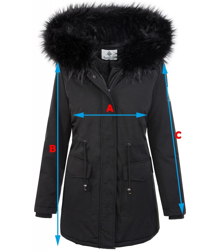 Damen Winterjacke Outdoor Jacke Schwarz Kunstfe