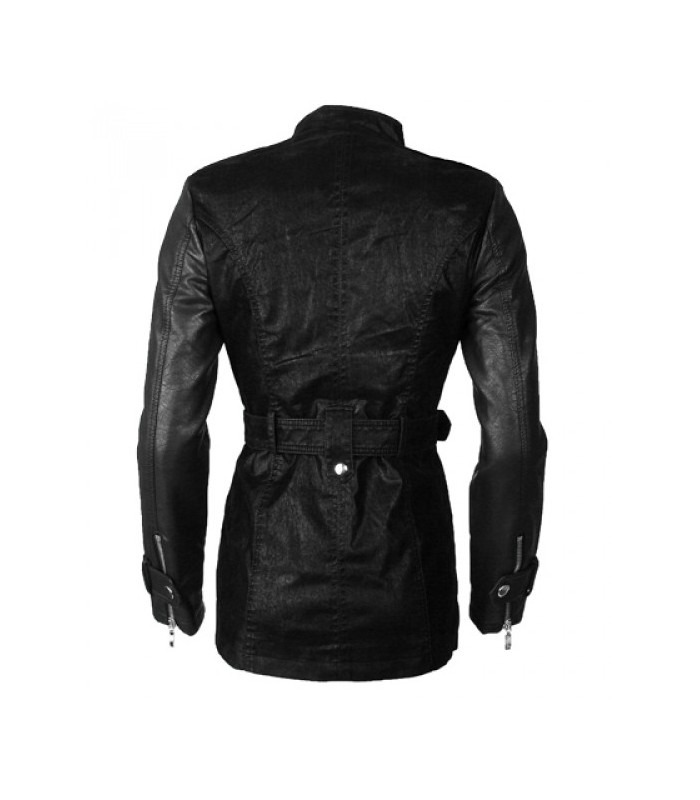 Damen Kunstleder Mantel Wildleder-Optik D-13