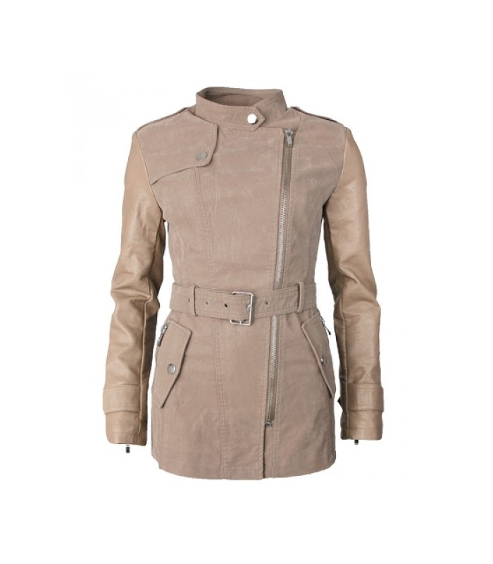 Damen Kunstleder Mantel Wildleder-Optik D-13
