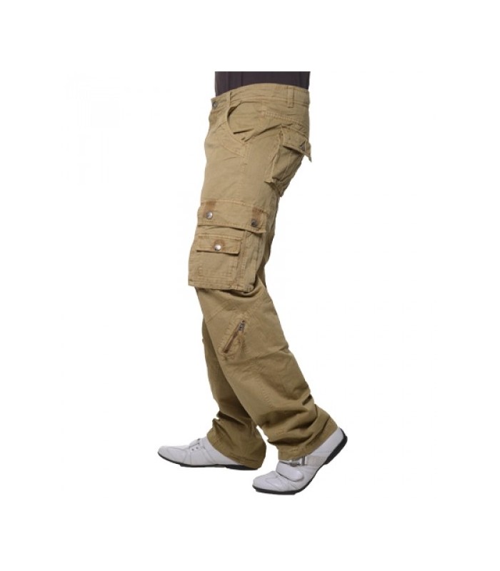 Cargo Herren Hose Loose Fit Hose Cargohose Chino Hose Jeans Beige Männerhose 