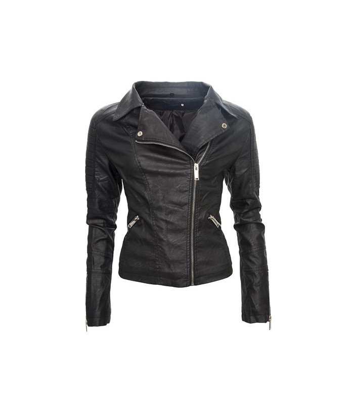 Damen Kunstleder Jacke Übergangs Kunst Leder Biker Jacket Kunstpelz   
