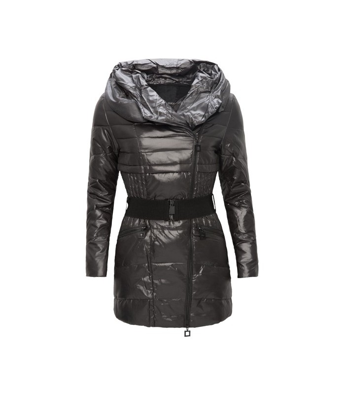 Damen Daunenjacke mit Kapuze Schwarz D-107