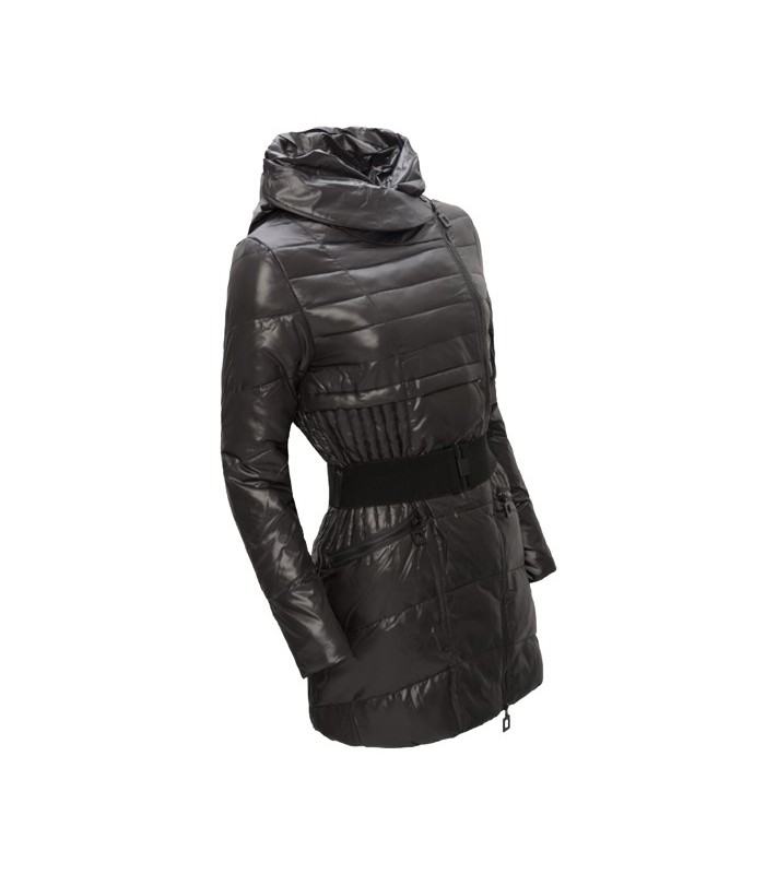 Damen Daunenjacke mit Kapuze Schwarz D-107
