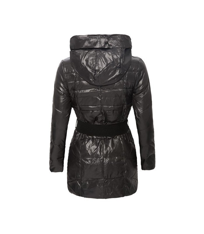 Damen Daunenjacke mit Kapuze Schwarz D-107