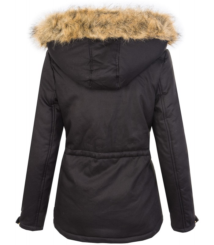 Damen Winterjacke Parka Mantel Damenjacke warm Kapuze Kunstfellkragen D-358
