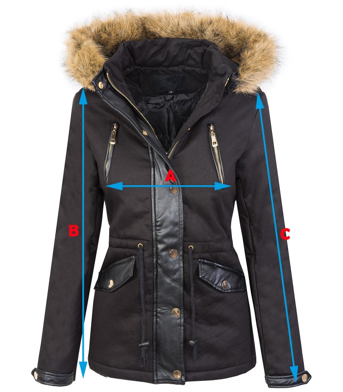 Damen Winterjacke Parka Mantel Damenjacke warm Kapuze Kunstfellkragen D-358