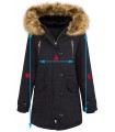 Damen Jacke Winterjacke Parka Schwarz Teddyfutter Jacke mit Kapuze D-388
