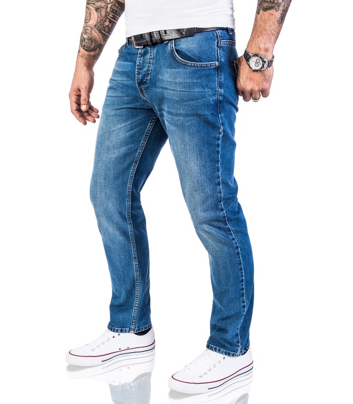 Lorenzo Loren Herren Jeans Hose Used Look Hellblau LL-327 