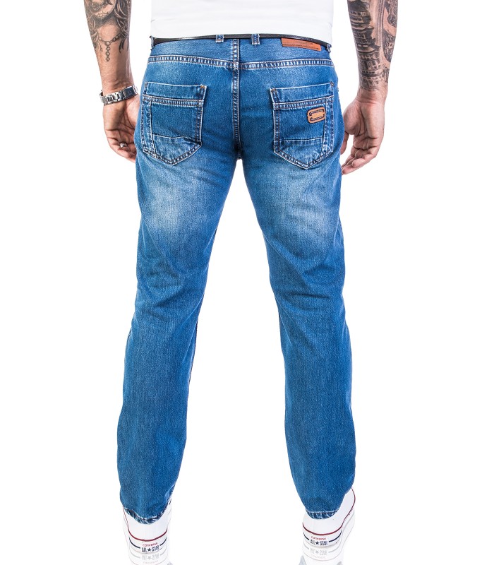 Lorenzo Loren Herren Jeans Hose Used Look Hellblau LL-327 