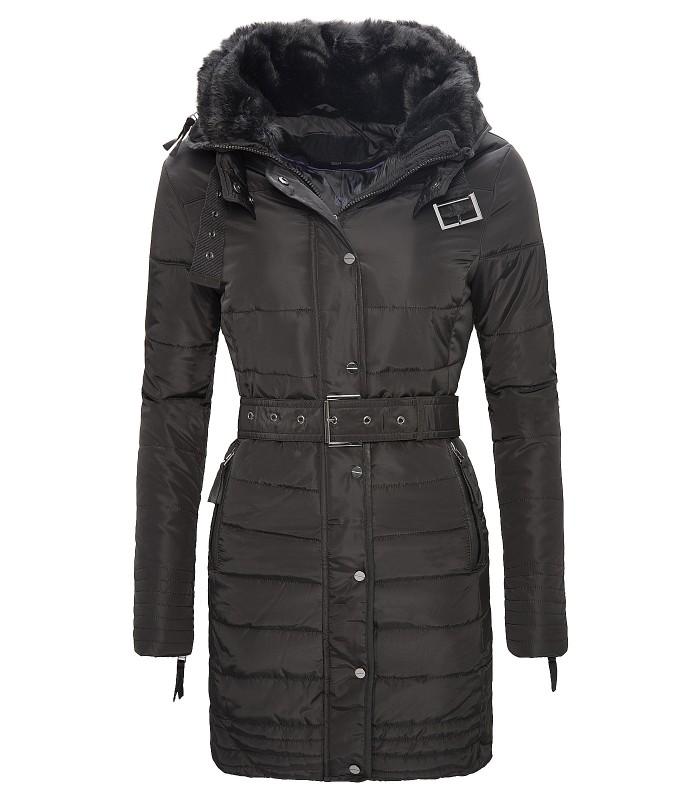 Damen Winter Mantel Steppjacke Schwarz D-106 