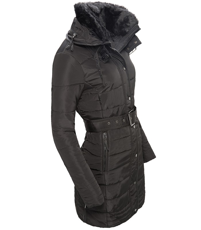 Damen Winter Mantel Steppjacke Schwarz D-106 
