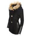 Damen Winter Wollmantel mir Kapuze Kunstfellkragen D-120 