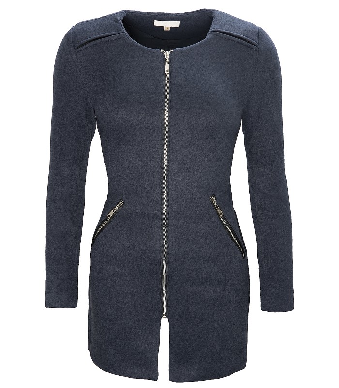 Damen Mantel Übergangsjacke Rundhalsausschnitt D-131 