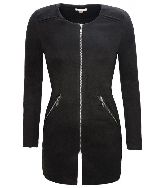 Damen Mantel Übergangsjacke Rundhalsausschnitt D-131 