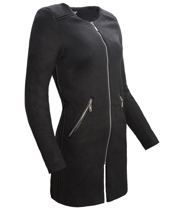 Damen Mantel Übergangsjacke Rundhalsausschnitt D-131 