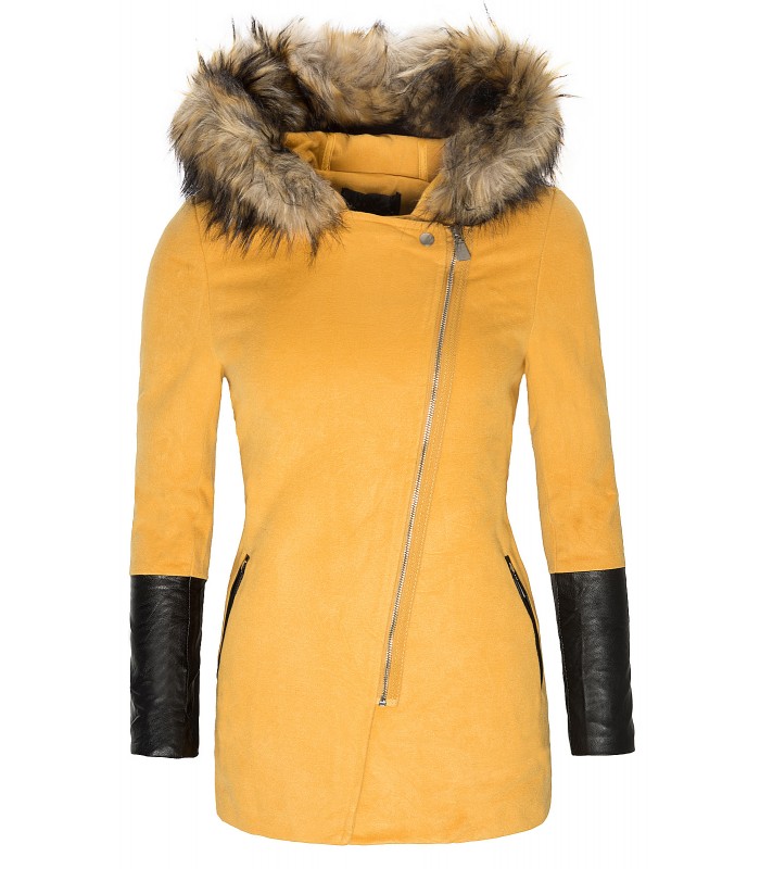 Damen Parka Jacke Wintermantel Kapuze Kunstpelz Damenjacke Wollmantel