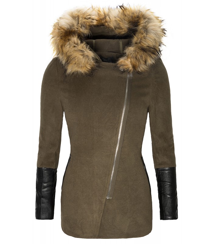 Damen Parka Jacke Wintermantel Kapuze Kunstpelz Damenjacke Wollmantel