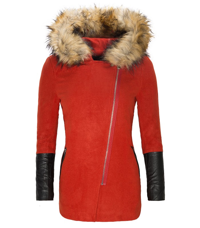 Damen Parka Jacke Wintermantel Kapuze Kunstpelz Damenjacke Wollmantel