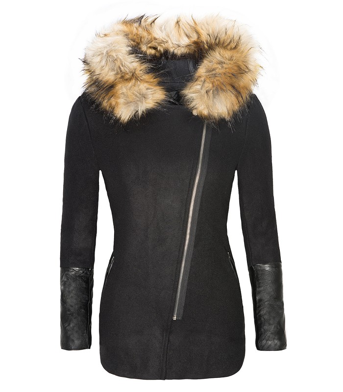 Damen Parka Jacke Wintermantel Kapuze Kunstpelz Damenjacke Wollmantel