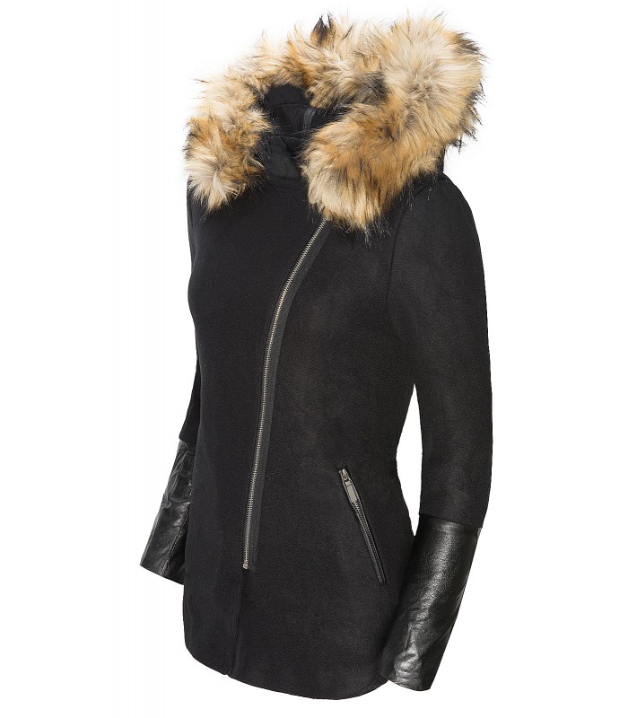 Damen Parka Jacke Wintermantel Kapuze Kunstpelz Damenjacke Wollmantel