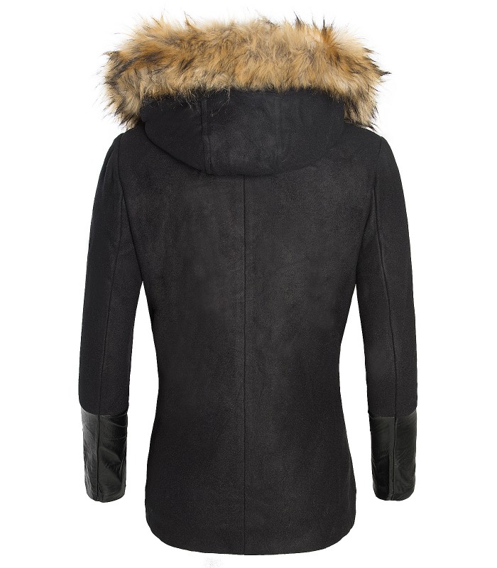 Damen Parka Jacke Wintermantel Kapuze Kunstpelz Damenjacke Wollmantel