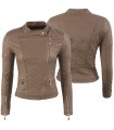 Damen Bikerjacke Kunstlederjacke Stehkragen D-148