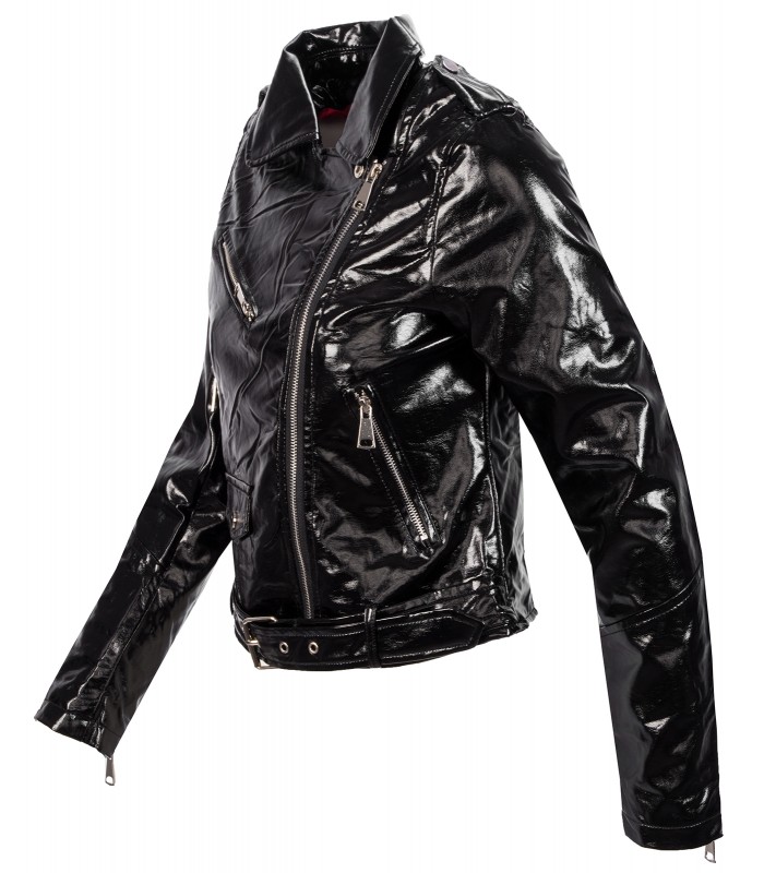 Damen Kunstleder Jacke Übergangsjacke Latex-Optik D-419