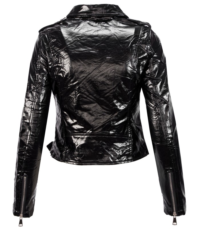 Damen Kunstleder Jacke Übergangsjacke Latex-Optik D-419