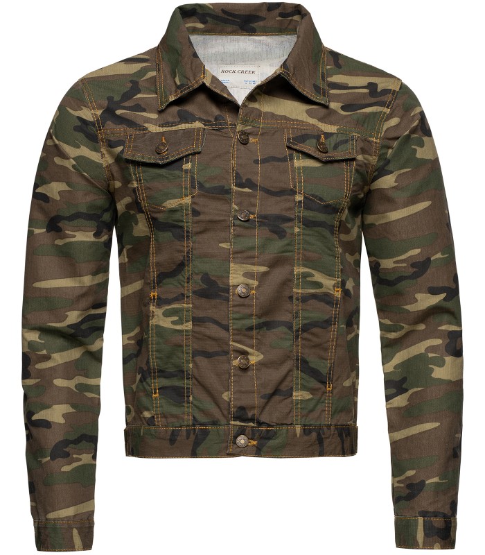 Rock Creek Herren Jeansjacke Army-Look Camouflage RC-2213