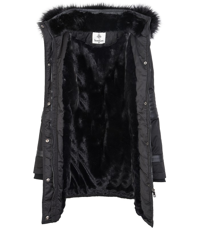 Damen Jacke Outdoor Jacke Mantel Parka Winterjacke Schwarz Gefüttert