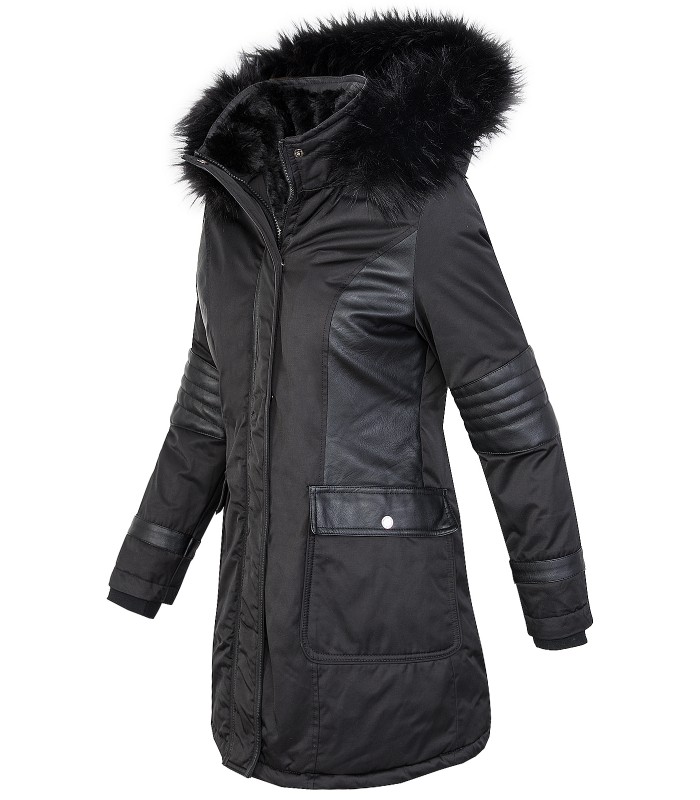 Damen Jacke Outdoor Jacke Mantel Parka Winterjacke Schwarz Gefüttert