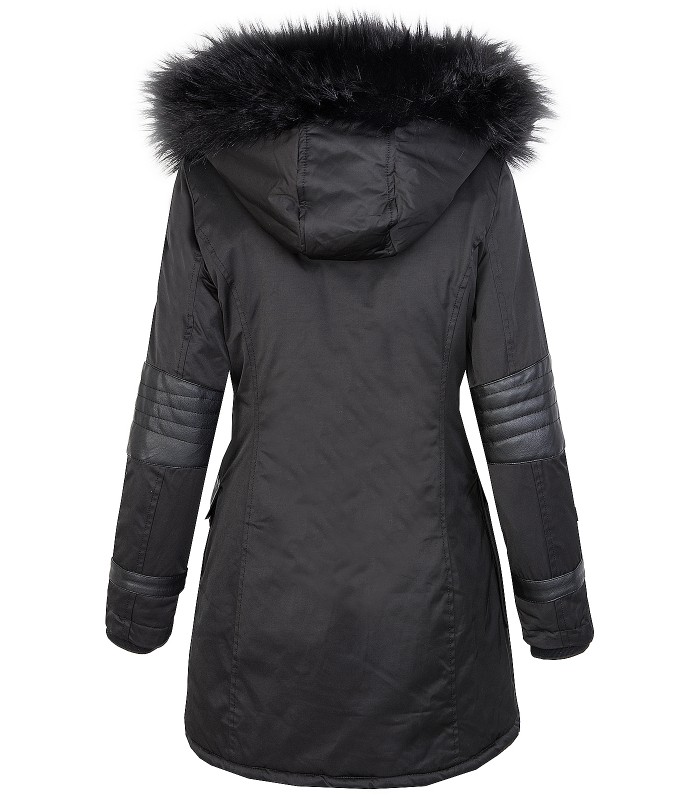 Damen Jacke Outdoor Jacke Mantel Parka Winterjacke Schwarz Gefüttert