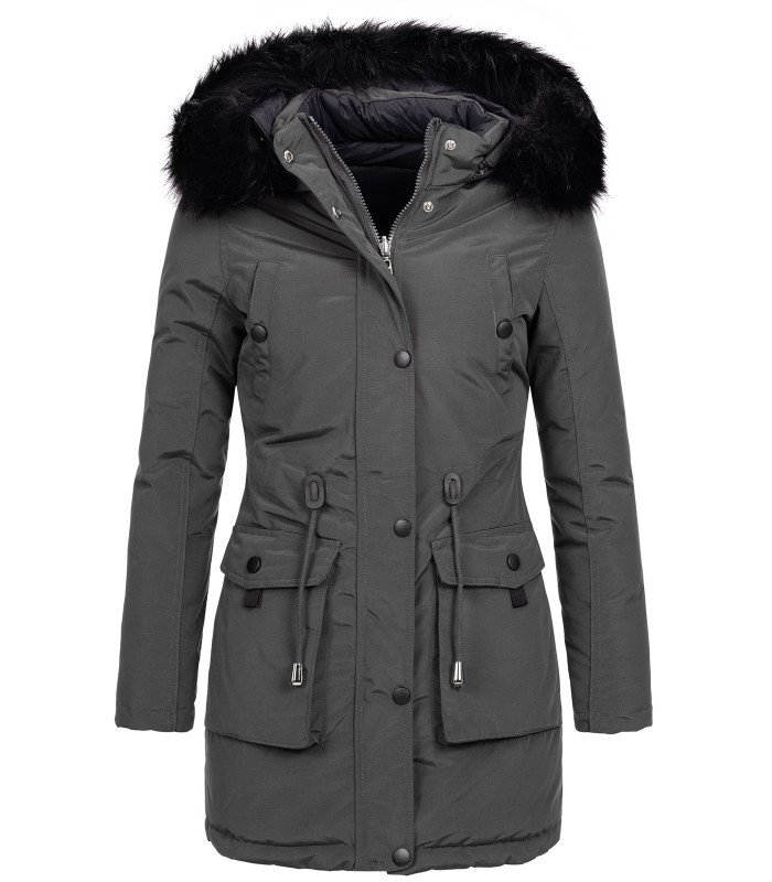 Damen Winter Jacke Parka mit Kapuze Wende-Steppjacke D-428