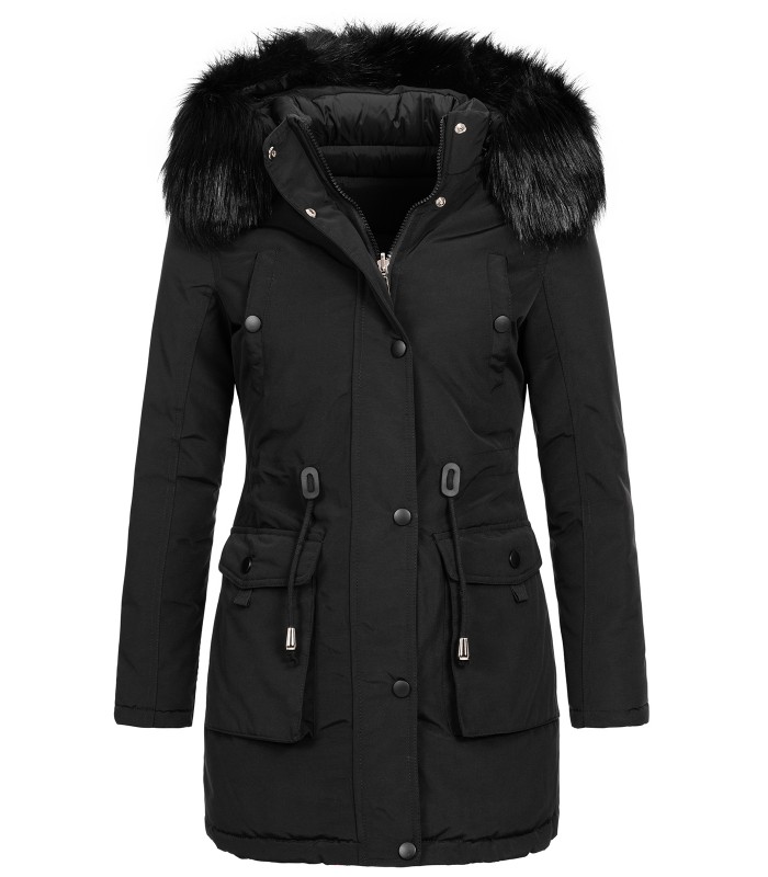 Damen Winter Jacke Parka mit Kapuze Wende-Steppjacke D-428