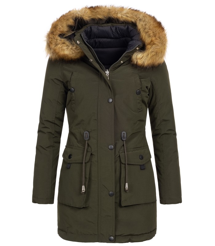 Damen Winter Jacke Parka mit Kapuze Wende-Steppjacke D-428