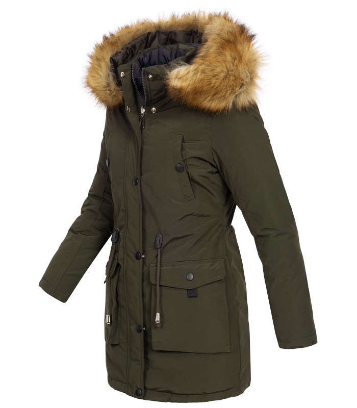 Damen Winter Jacke Parka mit Kapuze Wende-Steppjacke D-428