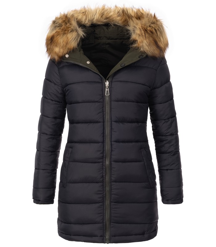 Damen Winter Jacke Parka mit Kapuze Wende-Steppjacke D-428