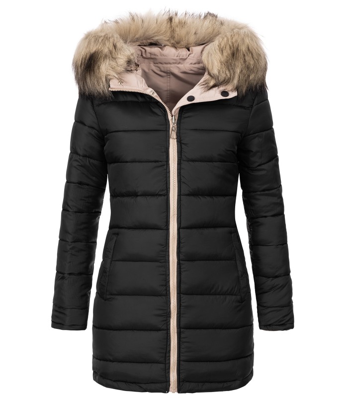 Damen Winter Jacke Parka mit Kapuze Wende-Steppjacke D-428