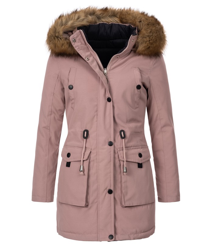 Damen Winter Jacke Parka mit Kapuze Wende-Steppjacke D-428
