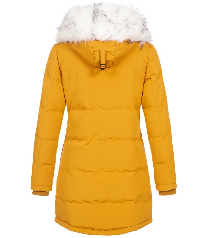 Damen Winterjacke gesteppter Parka mit Kunstfellkragen D-429