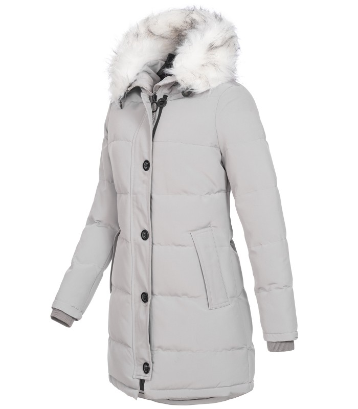 Damen Winterjacke gesteppter Parka mit Kunstfellkragen D-429