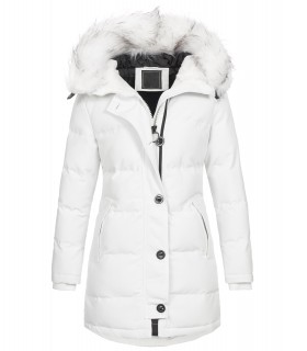 Damen Winterjacke gesteppter Parka mit Kunstfellkragen D-429