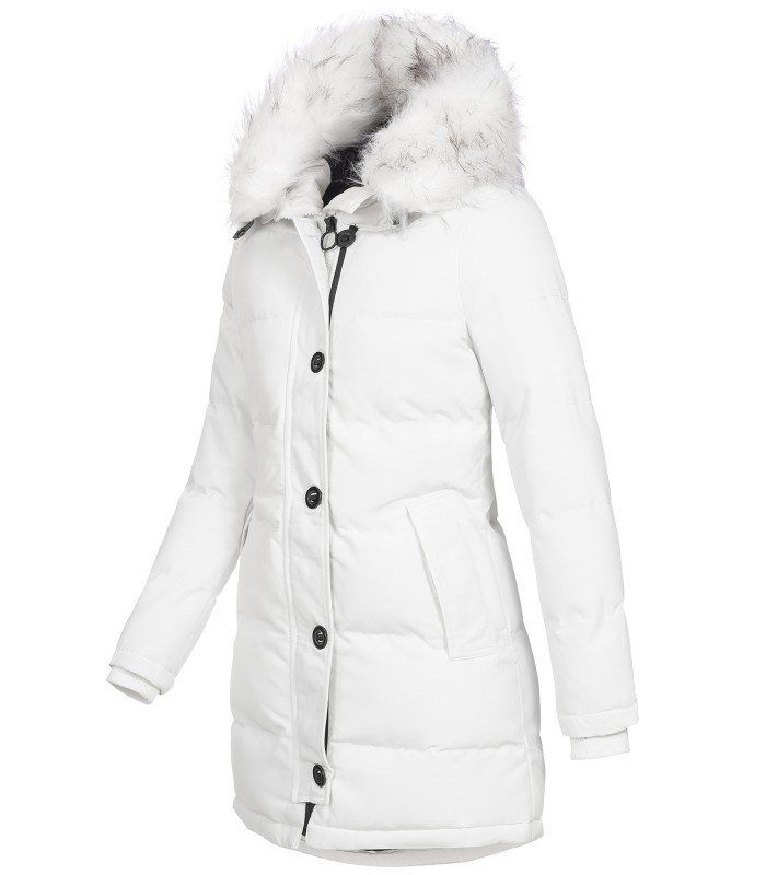 Damen Winterjacke gesteppter Parka mit Kunstfellkragen D-429