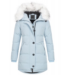 Damen Winterjacke gesteppter Parka mit Kunstfellkragen D-429