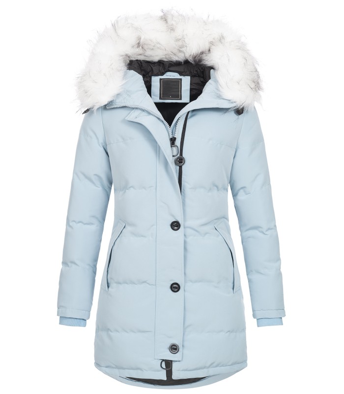 Damen Winterjacke gesteppter Parka mit Kunstfellkragen D-429