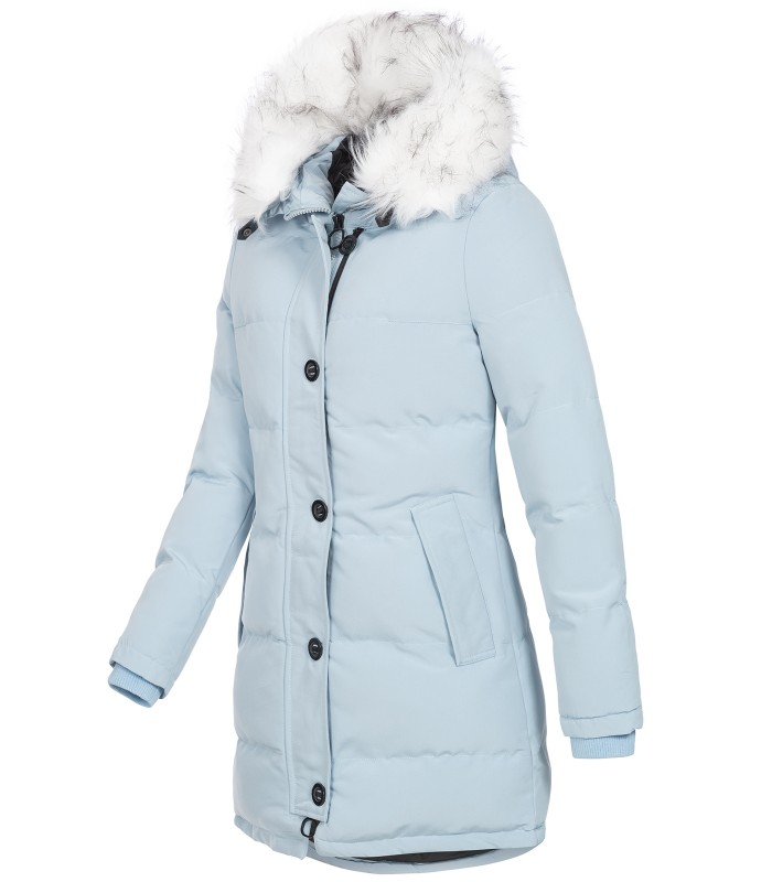 Damen Winterjacke gesteppter Parka mit Kunstfellkragen D-429