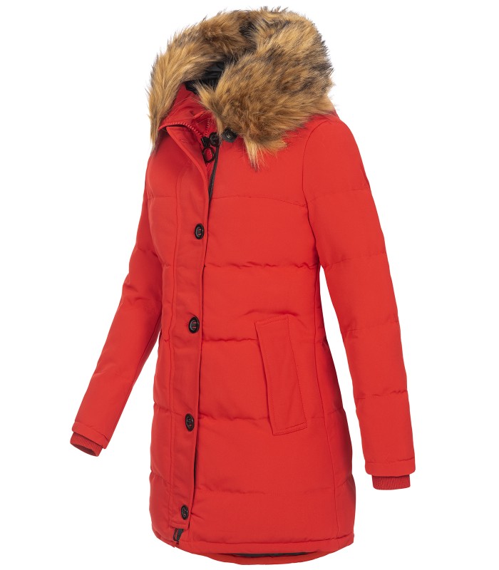 Damen Winterjacke gesteppter Parka mit Kunstfellkragen D-429